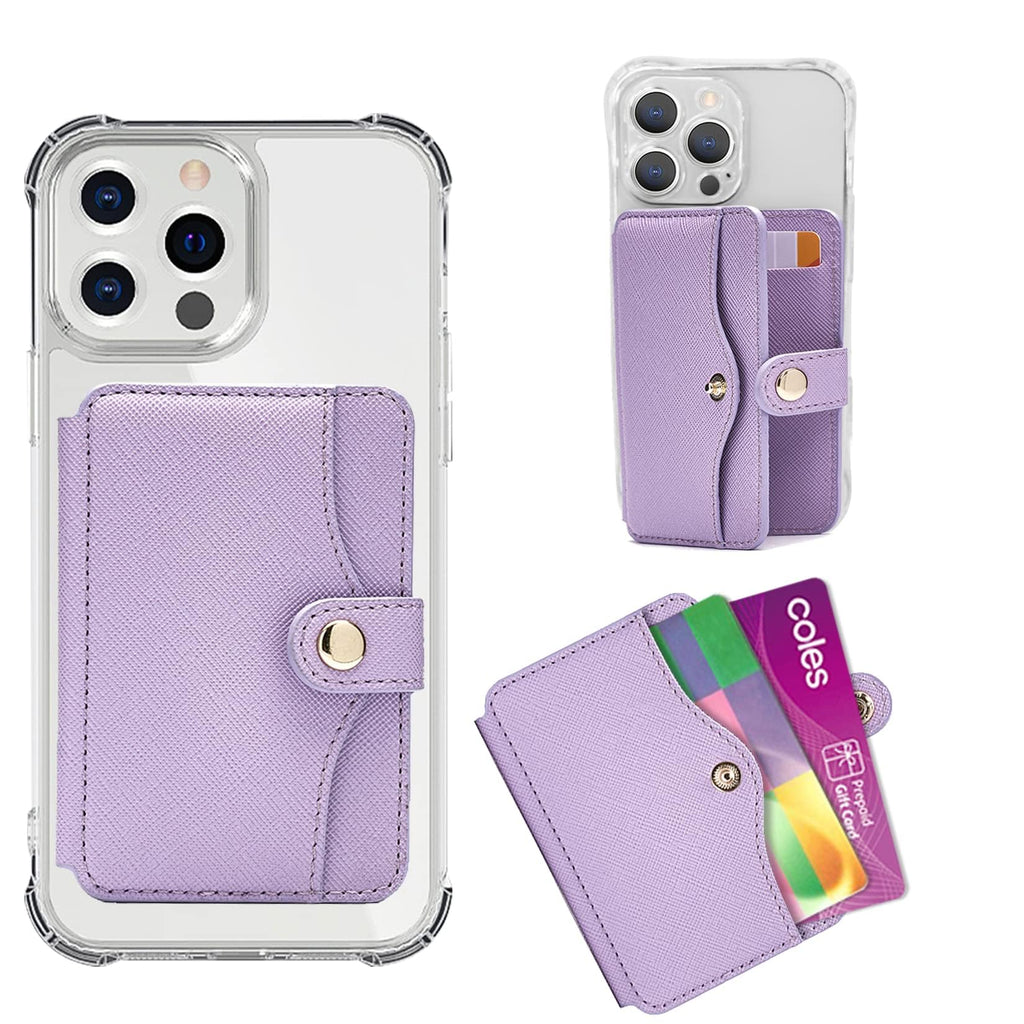 M-Plateau Card Holder, Phone Wallet Stick on with Slim 3M Sticker Match iPhone 14 Pro Case and Most Smartphones (Lavender) Lavender