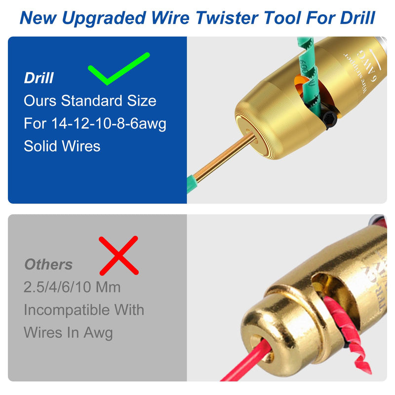 9Pcs Wire Twister Tool for Drill,YIHANGYE Wire Stripper for Drill,for 6-8-10-12-14 Gauge Electric Wire Stripper,Drill Wire Twister With 2Pcs Metal and Plasticwire Twisting ToolWire Connectors Nuts 9pcs