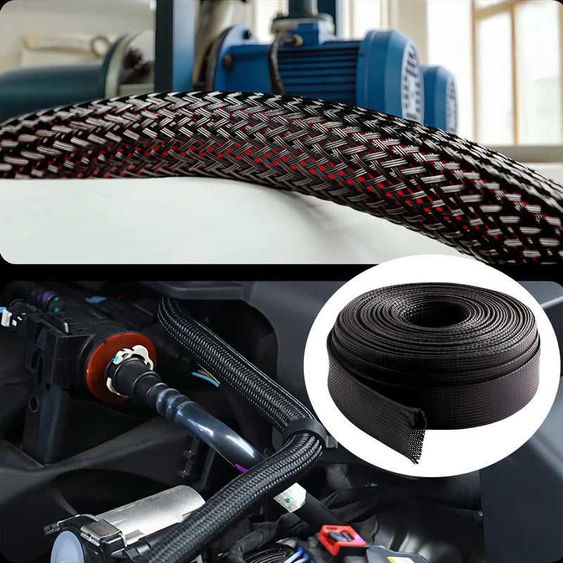 32.8 ft Nylon Hydraulic Hose Protector Sleeve Flame-Retardant, Tig Torch Cable Cover, Black Protective Cover Hose Sheath, Flexible Cutting Sheath Sleeve Management Wrap for Cord Tig (1.5 Inch Id)