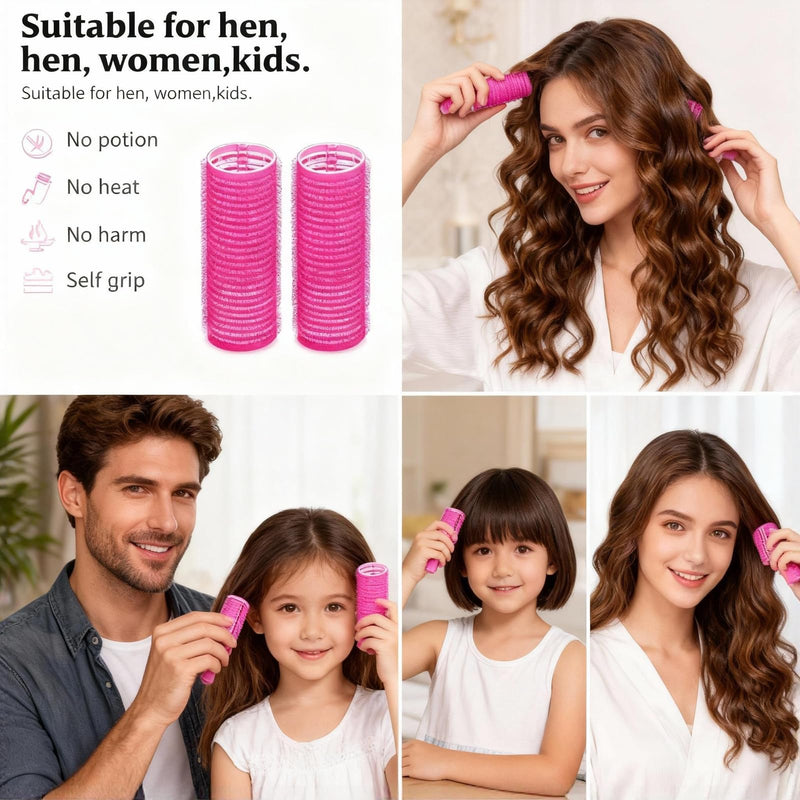 19 Pcs BMYUK Fashion Base Self Grip Small Hair Curlers with Small Comb Heatless Curler Pro Salon for Tight Curls & Waves Long Medium Short Hair
