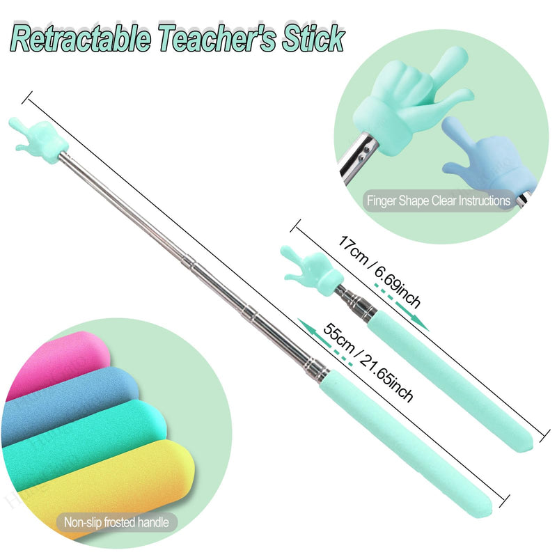 4PCS Retractable Teacher Pointer for Classroom Kids Reading, Mini Extendable Hand Pointer Finger Pointer Stick, Point Reading Pen, Kindergarten Student Teacher Supplies