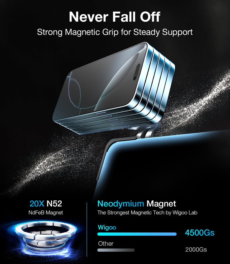 for Tesla Model 3/Y/YL Accessories Magnet Phone Mount, Clamp(No Glue) | Strongest Magnet, No View Blocking, No Glue, Screen Side Holder, Provide Magnetic Ring for MagSafe iPhone 17-12 & Android