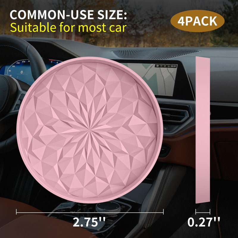ME.FAN Car Coasters for Cup Holders [4 Pack] - 2.75In Silicone Auto Mug Mats - Universal Non-Slip Recessed Car Interior AccessoriesDusty Rose 4 Pack-dusty Rose