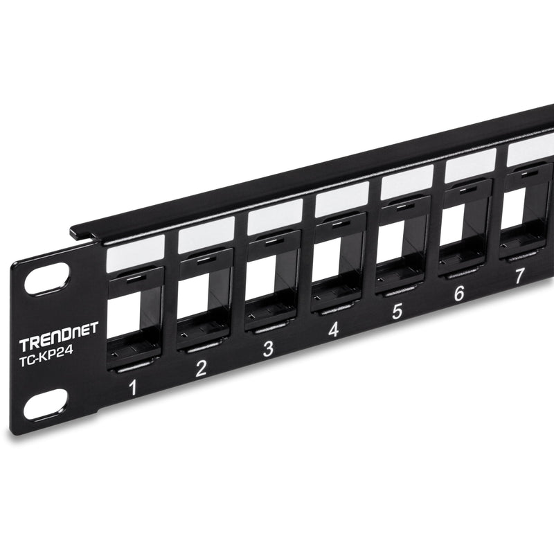 TRENDnet 24-Port Blank Keystone 1U Patch Panels, TC-KP24/2, 1U 19" Metal Rackmount Housing, Recommended with TC-K25C6 & TC-K50C6 Cat6 Keystone Jacks (Sold Separately), NDAA Compliant, Black 2 Pack