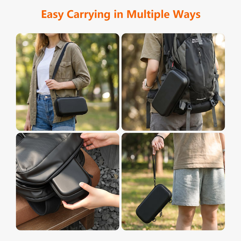 AMAZEAR Carry Case for DJI OSMO Pocket 4P, Pocket 4 Pro Accessories Compact Hard Shell Cover Travel Bag for Pocket4 / Xtra Muse with Shoulder Strap, Storage, Organization, Protection, Black