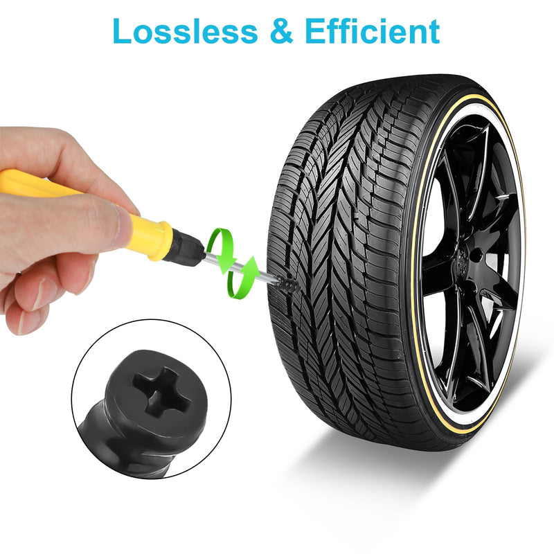 Linkstyle 60PCS Tire Plug Kit, Tire Repair Rubber Nails, Vacuum Tyre Repair Screws Fast Repair Kit with a Box, Screwdriver, for Car Motorcycle Truck ATV Tire Puncture Repair