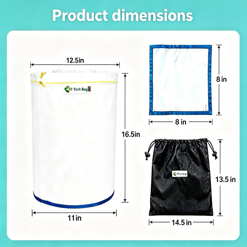 All Mesh Plant Filter Bags 5 Gallon 5 Bag, Reusable Bubble Bag | 5 Microns and with Filter Screen and Storage Pouch for Hydroponics, Gardening, Juice etc. 5 Gallon -5 Bags