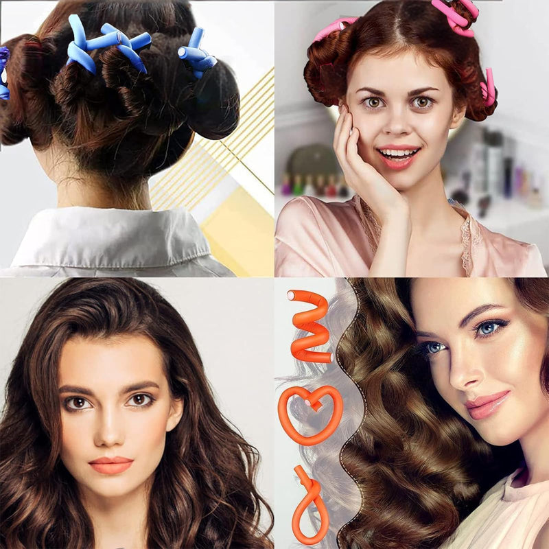 30 Pcs Flexible Hair Rollers - Heatless Curling Rods for Long and Short Hair, Foam Curlers for Sleeping, Styling Tools DIY
