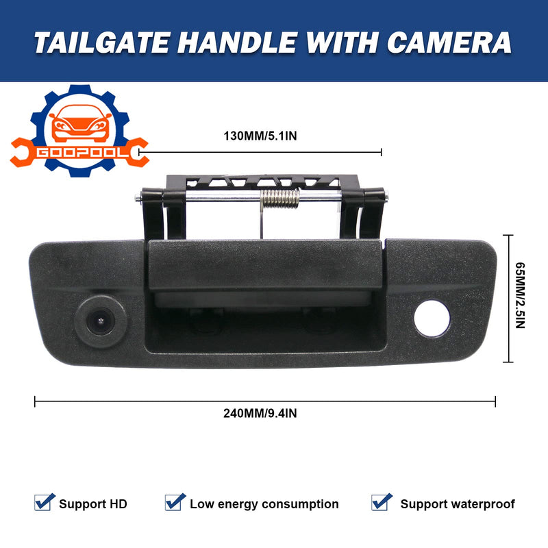 Tailgate Handle Backup Camera Rear View Compatible with 2009-2017 Dodge Ram 1500 2500 3500（RCA Connector）
