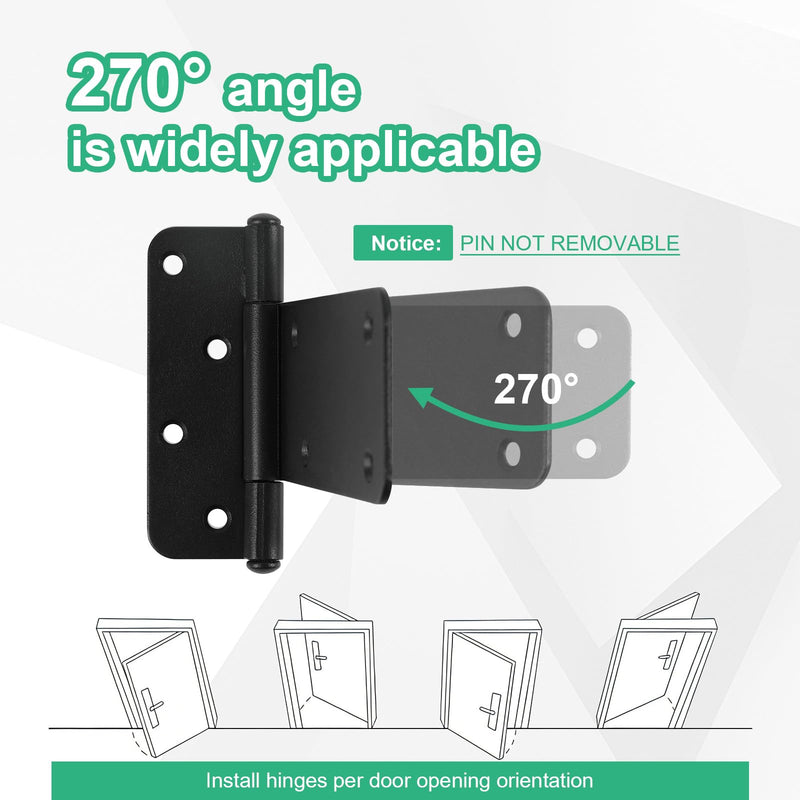 6 inch Gate Hinges,280 Lbs Capacity, Matte Black Hinges,4 Pack Heavy Duty Door Hinge, T-Strap Shed Gate Hinges, Wrought Hardware for Wooden Fences, Barn Door Hinge(6“-6 pcs-Matte Black) 6“-6 pcs-Matte Black