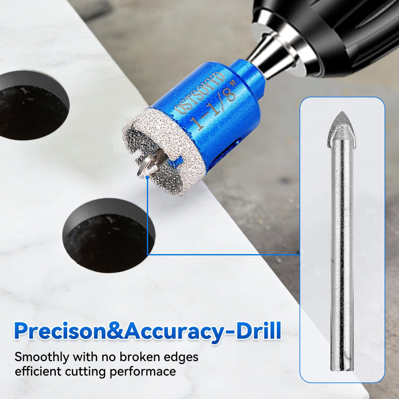 Diamond Tipped Hole Saw Set, 2 Piece 2-1/2" Diamond Hole Saw Bits with Pilot Drill Bit Accurate Drilling for Porcelain, Tile, Ceramic, Granite, Stone,Glass 65mm 2-1/2'' | 65mm