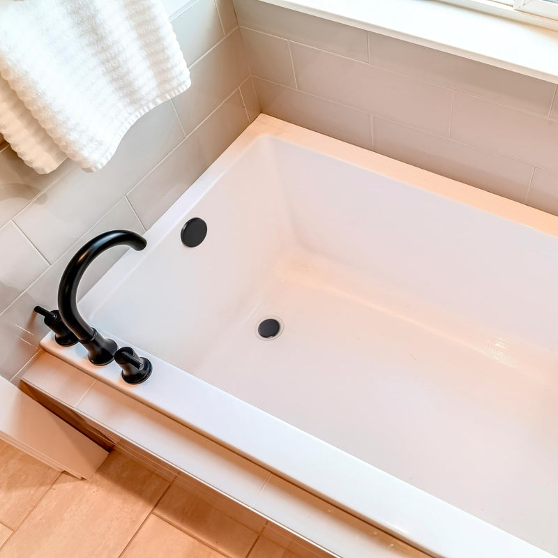 Westbrass A398RK-62 1-1/2" NPSM Coarse Thread Mushroom Tip-Toe Bathtub Drain Stopper with Illusionary Overflow Faceplate, Matte Black