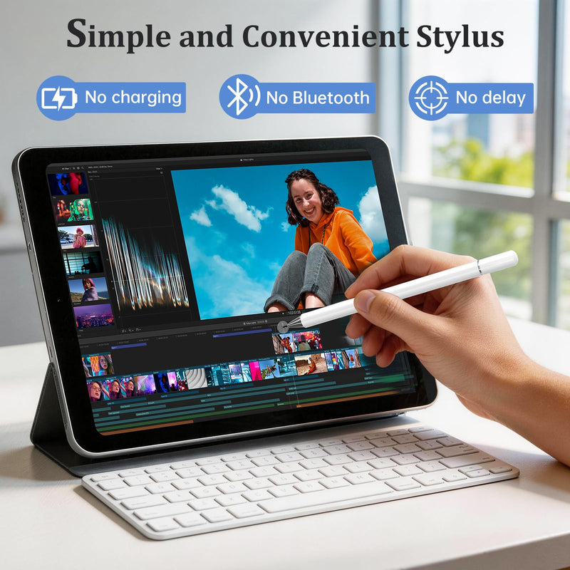 DIGIROOT Stylus Pen for Touchscreen, 2-in-1 Stylist Pens, 3Pcs Stylus | Rubber & Disc Tips, Magnetic Cap, High Sensitivity, Fit for iPad, iPhone, Switch, Android, Galaxy, Tablets, All Touch Screens Black & White & Rosegold