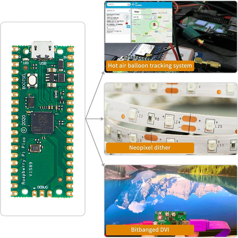 RP2040 Pico Development Board Micro USB 2MB Flash Dual-Core Cortex M0+ Processor for Raspberry Pi Supports C/C++/Python SPI/I2C/UART Interfaces