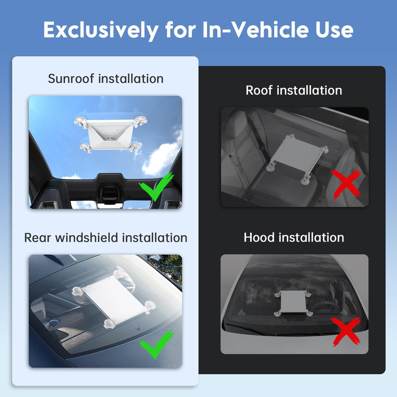 Starlink Mini Suction Cup Mount, for Car Sunroof, Window, Windshield | Starlink Mini Car Mount, Proof Satellite Mounting Kit, Secure Accessories for RV, Truck, Boat & Road Trips White