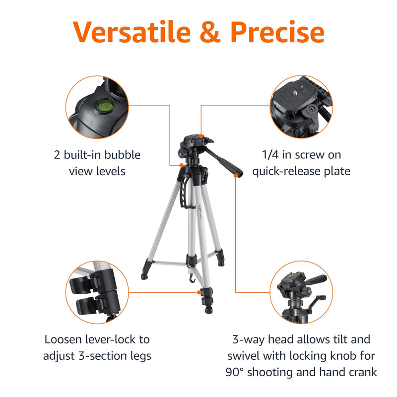 Amazon Basics 60-inch Lightweight DSLR Tripod with Bag, Black 60-in Tripod Only