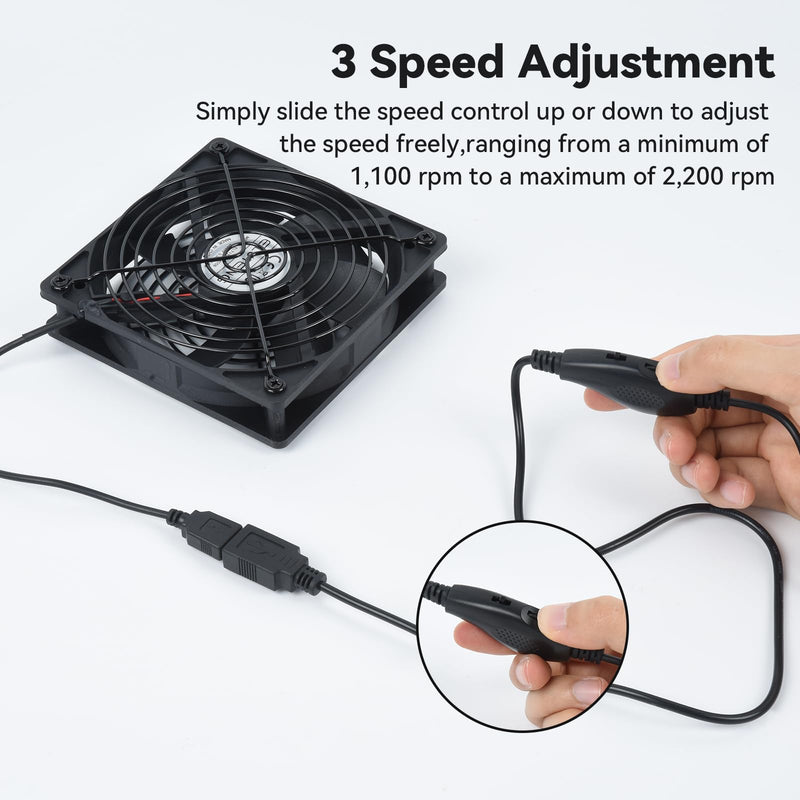 ELUTENG 80mm USB Cooling Fan 5V | Variable Speed Control 2000-4000RPM, Quiet Metal Grill 7 Blade Hydraulic, For PC, TV Box, DVR, Xbox, PS5, Cabinet