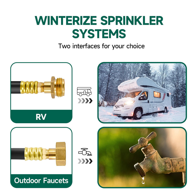 16.9" RV Winterizing kit, RV Water Blowout, for Camper, Sprinkler Systems, Boat, Motorhome Systems, Ship, air Compressor Quick Connect Plug to 3/4" Hose Blowout Adapter with Valve, with Bag