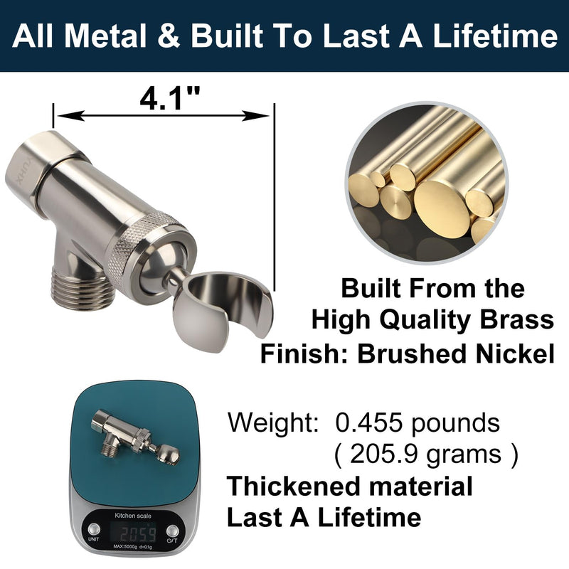 All Metal Shower Head with Handheld - 72" Long Hose, High Pressure Sprayer | Hand HeId Showerhead Spray, Solid Outdoor Showerheads and Brass Holder, Brushed Nickel