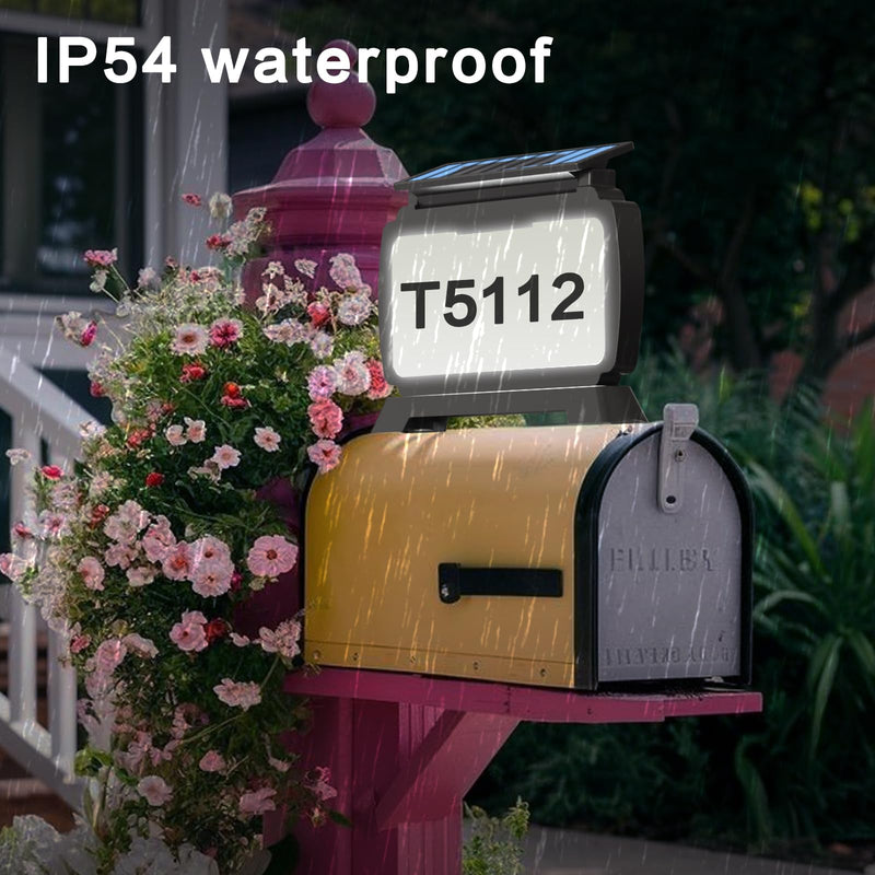 Solar Address Sign, Mailbox Numbers with 3 Mount Options, House Number Sign with 3 Color Options, IP54 Waterproof Solar House Numbers for Outside, Light on One Side, Only Lighted Plaque, Not Mailbox