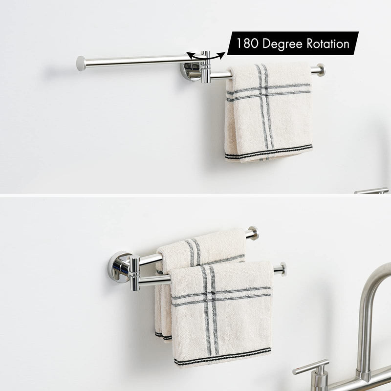 KES Swivel Towel Bar for Bathroom 9-Inch Kitchen Swing Out Double Towel Bar 2-Arm Kitchen Wall Mounted SUS 304 Stainless Steel Polished, A2106S23 Polished Finish