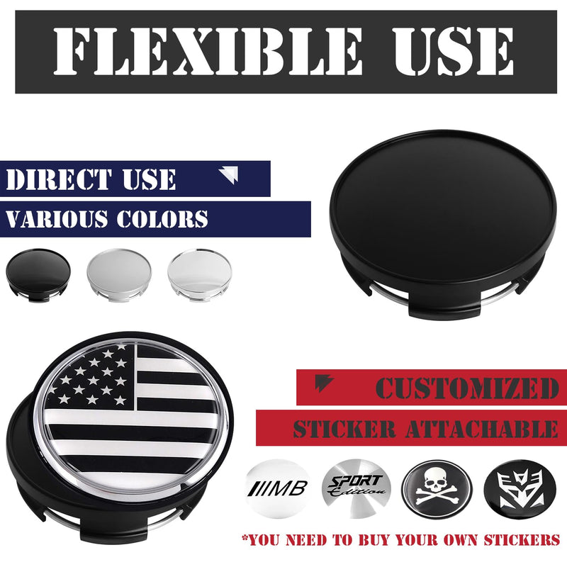 KitsPro 2.5Inch 63MM Wheel Center Caps for Dodge RAM 1500 Rim Hub Caps 6KF18TRMAA, Pack of 4 (Matte Black, Outer 63MM, Inner 56MM) Outer 63MM , Inner 56MM Matte Black