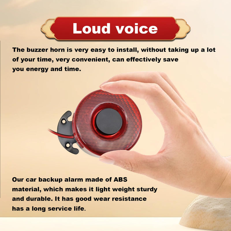 Car Back-up Alarm, 12V/24V 105dB Reverse Beeper Backup Alarm Vehicle Auto Back Up Horn Truck Backup Horn with LED Light, Buzzer Siren Waterproof Universal Backup Accessories