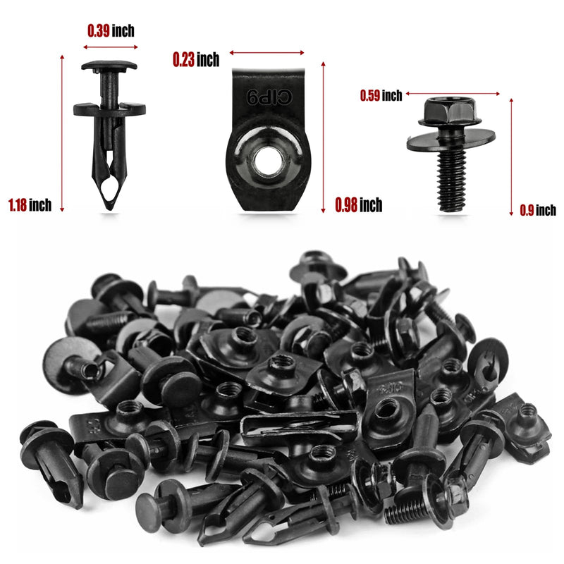 Xislet 45PCS Universal Style Engine Under Cover Splash Shield Guard Body Bolts Bumper Fender Liner Push Retainer Fastener Rivet Clips Compatible with Most Brand of Vehicles