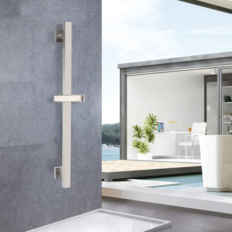 Bathroom Shower Slide Bar with 360° Adjustable Handheld Shower Head Holder Wall Mount Shower Bar SUS 304 Stainless Steel, Brushed Nickel