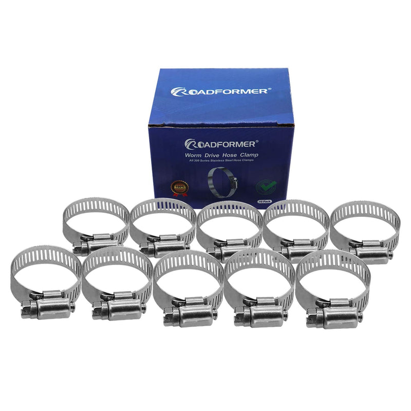 2" Worm Gear Hose Clamp - SAE 32 Size, Full Stainless Steel with 1/2" Band Width, Working Range 40mm - 64mmHose Clamps, 10 Pack 2" Hose Clamp 40mm - 64mm (1.57" - 2.5")
