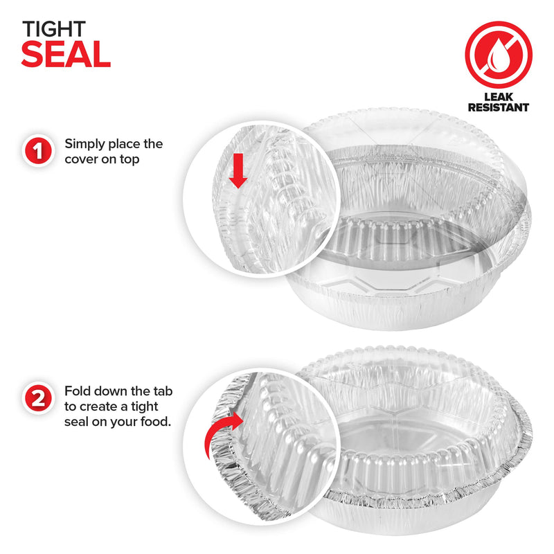 Stock Your Home 9" Round Aluminum Foil Pans with Lids (40 Pack) Pie Tins Disposable 9 Inch with Lid, To-Go Containers for Pies, Cheesecake, Cinnamon Rolls, Flan, 2" Deep Dish Cake Pan for Holidays