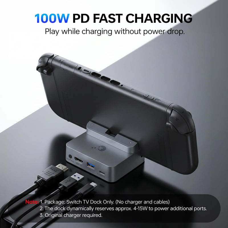 GuliKit Dock Station for Switch 2/Switch,4K TV Docking Base,Case Friendly | One for all consoles,4K/60Hz,100W PD,Excellent Cooling,Anti-tip Wide Base,Case-friendly,Full Protection,Firmware Upgradeable