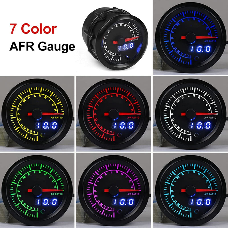 Acouto Air/Fuel Ratio AFR Gauge Air Fuel Ratio Gauge for Car 2.5in 12V Air Fuel Ratio Gauge Pointer Display High Accuracy Adjustable Warning Setting for Car