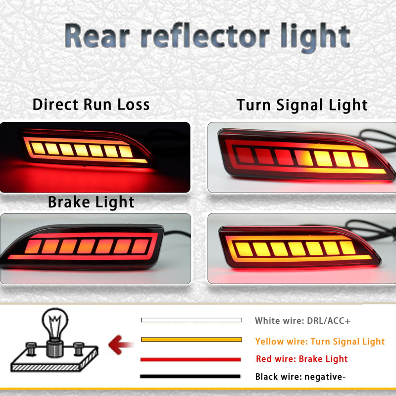 Upgrade LED Rear Bumper Reflectors Light Fog Brake Tail Lamps Compatible with Toyota Corolla 2011 2012 2013 Replace OEM Stock Reflector Sequential Turn Signal Light (RED) RED