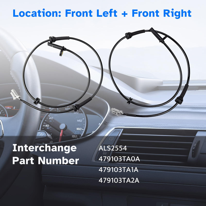 Front ABS Wheel Speed Sensor Left Right fit for Nissan Altima 2013 2014 2015 2016 2017 2018, Nissan Maxima 2016 2017 2018 2019 2020 2021 2022, Driver Passenger Side, ALS2554, 2pcs