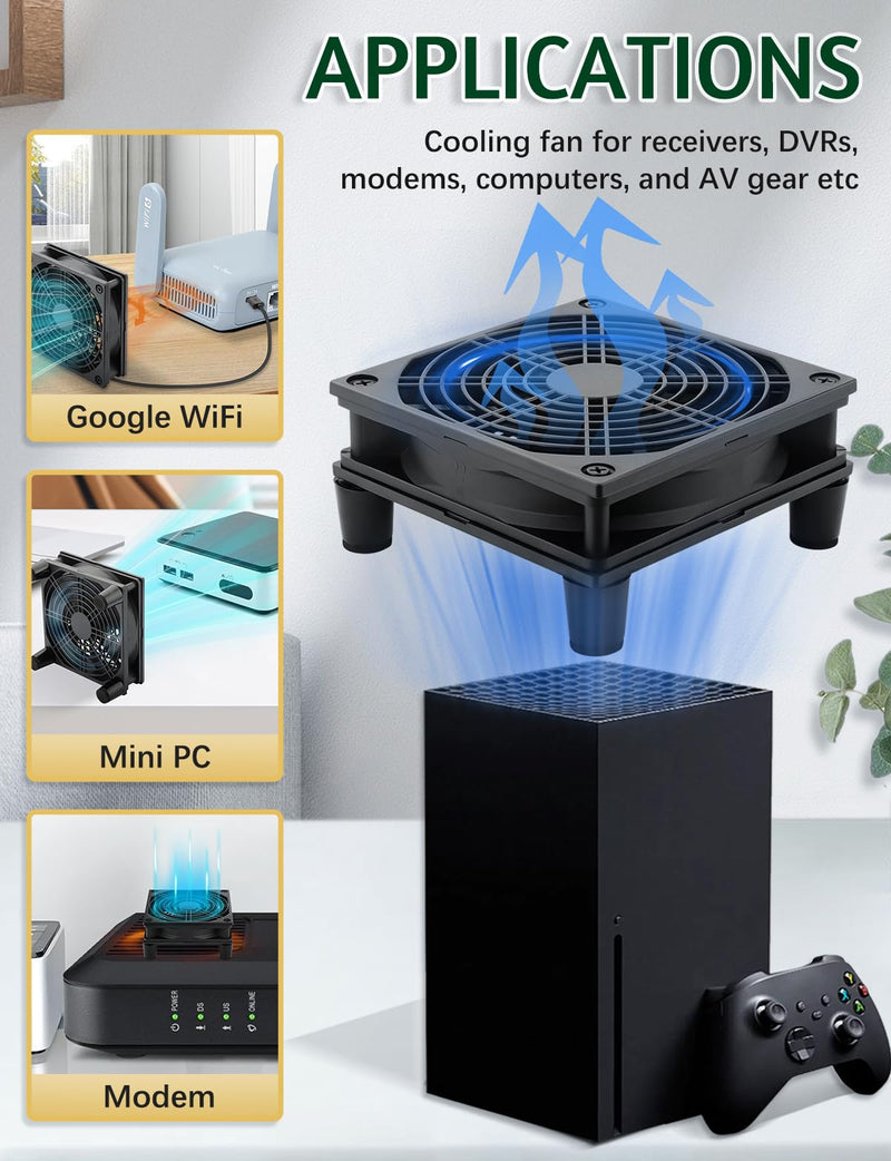 USB 120mm Computer Cooling Fan 5v 3 Speed Controller Quiet Cooling for Router Xbox PlayStation Receiver DVR T-Mobile 5G Home Internet Gateway Modem Mini PC 120mm USB 5v