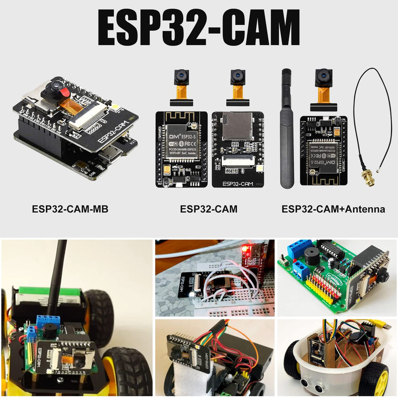Aideepen ESP32-CAM W-BT Board ESP32-CAM-MB Micro USB to Serial Port CH-340G with OV2640 2MP Camera Module Dual Mode+2PCS OV2640 Camera 160° Wide-Angle Lens