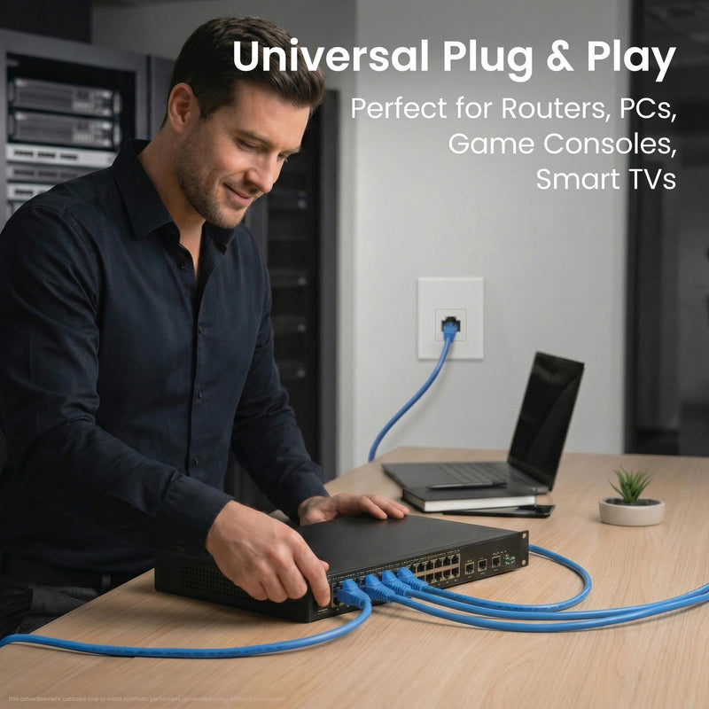 GEARit Cat6 Patch Cables Cat 6 Ethernet Cable Snagless 1 ft 24-Pack Blue 1 Foot