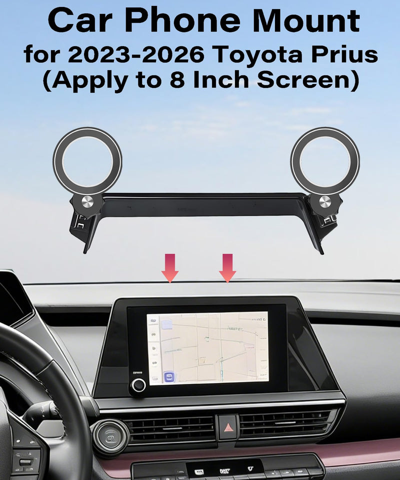 Car Phone Holder for Toyota Prius 2023 2024 2025 2026 8" Screen Accessories | MagSafe Strong Magnetic Clip-On Cell Phone Mount, Dual Slots for Driver & Passenger, 360° Rotatable Hands-Free Holders for 2023-2026 Prius (8" Screen DUAL SLOTS HOLDERS)