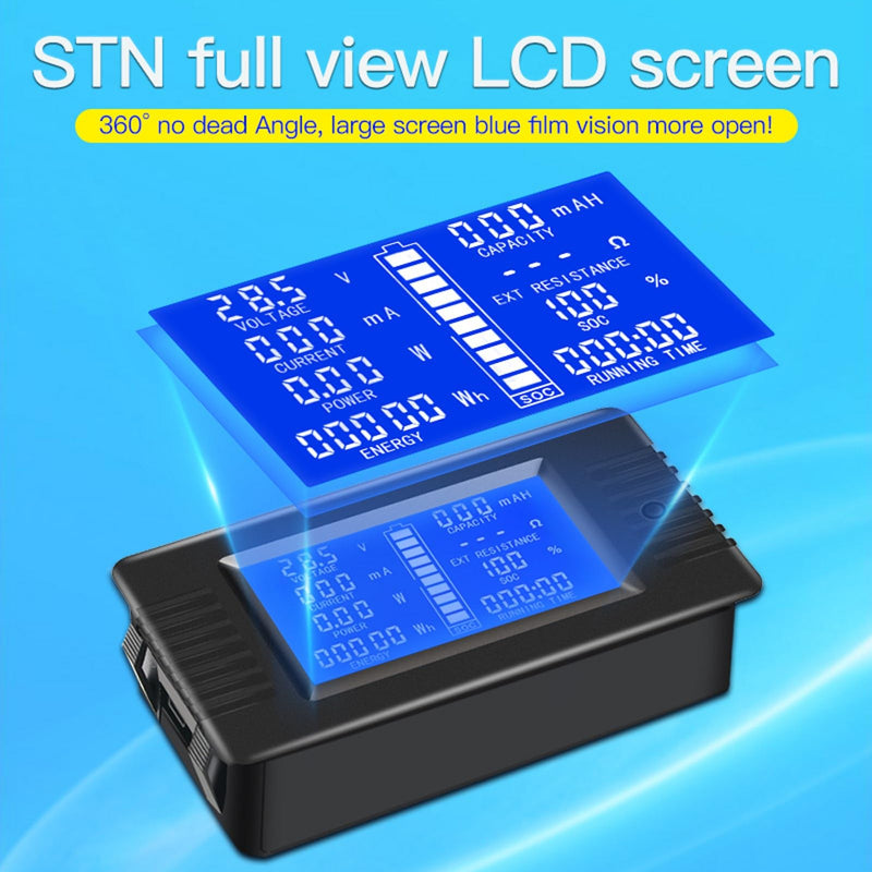 DC 8-120V 0-100A Battery Monitor Digital Current Voltage Power Energy Meter Multimeter Ammeter Voltmeter with 100A Current Shunt