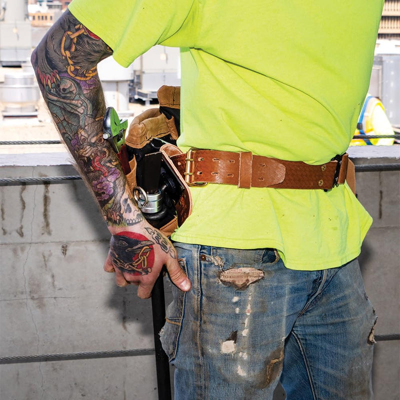 Klein Tools 5826L Leather Tool Belt with Quick-Release Buckle, 32-Inch to 40-Inch Waists, Large L Quick Release Buckle