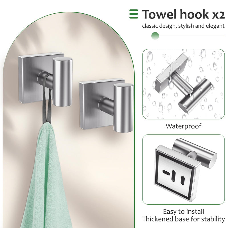5 Pieces Brushed Nickel Towel Bar Set,Towel Racks for Bathroom Stainless Steel Wall-Mounted Bathroom Hardware Accessories Set 23.6 Inch Towel Holder