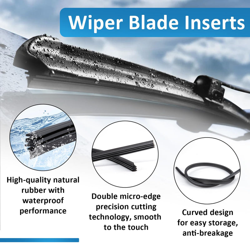 4Pcs Wiper Blade Refill, 28 inch DIY Adjustable Universal Replacement Wiper Blade Refill Replacement for Front and Rear Windshield Wiper Baldes Rubber Strip for Car, Truck, SUV
