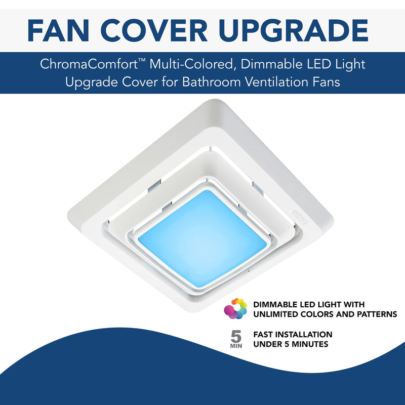 Broan-NuTone FG600RGBS Customizable Color Changing LED Cover/Grille for Bathroom Fans, Easy DIY Install, Smart Phone App, Bright White