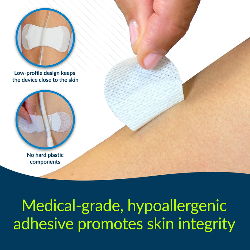 TIDI 3300M-10PK Grip-Lok Medium Securement Device ― Pack of 10 ― Catheter Stabilization Device ― White ― Flexible Material ― Low-Profile Design for Comfort― Home Healthcare ― Medical Supplies