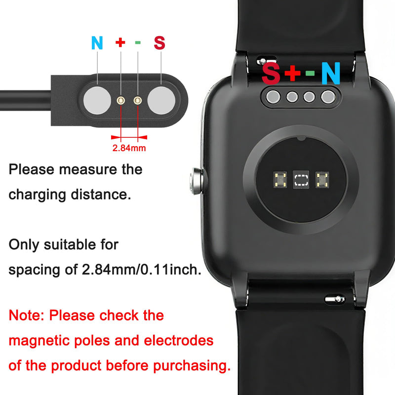 2-Pack Compatible for BIGGERFIVE Brave 2 Smartwatch Charger, Replacement USB-A/USB-C Charging Cable Cord for BIGGERFIVE BW02&BW01