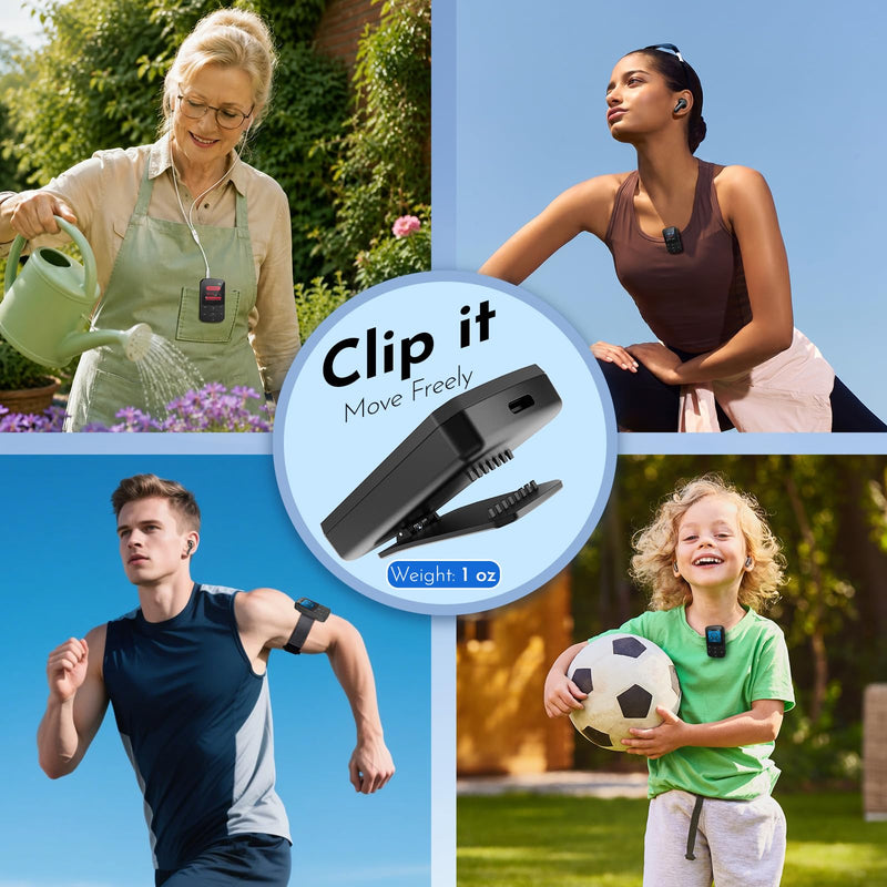 RUIZU 64GB Clip MP3 Player with Bluetooth 5.3 Auto-Reconnect, Weighs 1 oz | Portable Music Player for Sports Running, Physical Button, FM Radio, Voice Recorder, 1.5" Screen, Support 128GB microSD Card Black