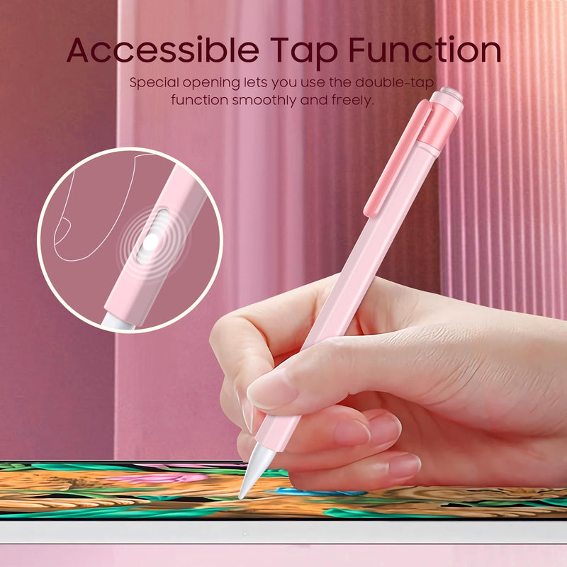 TiMOVO Pencil Case Compatible with Apple Pencil Pro & Apple Pencil 2nd Generation, Anti-Slip Grip Pencil Holder Cover Sleeve, Support Magnetic Charging and Double-Tap for Pencil 2nd Gen, Light Pink