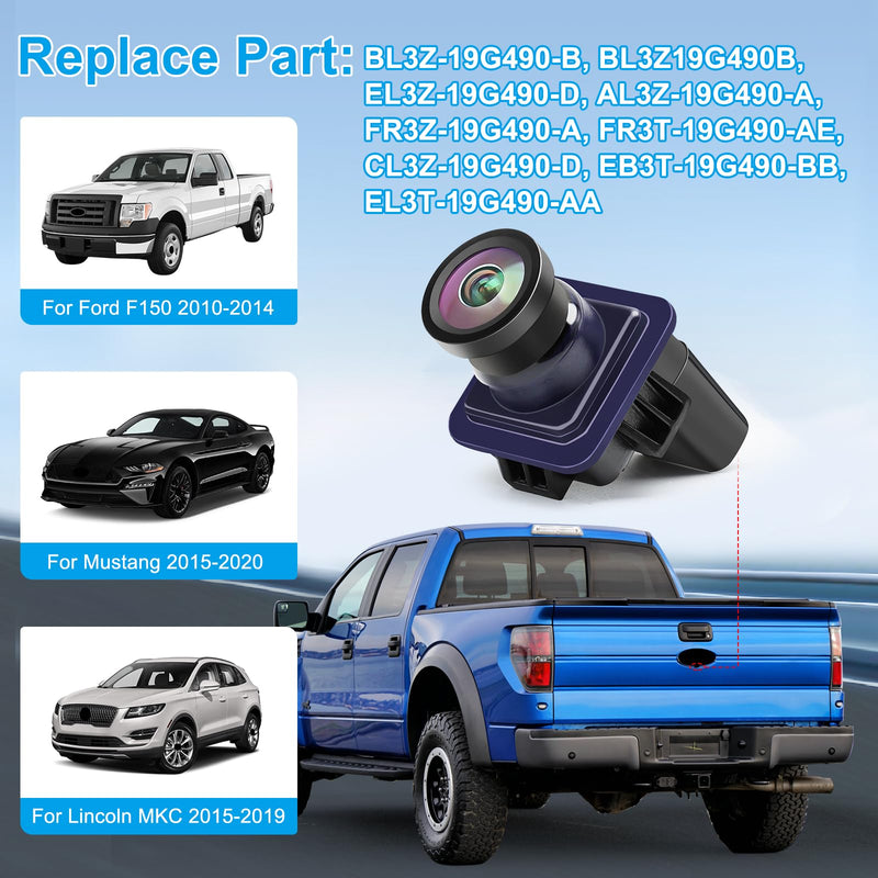 F150 Backup Camera Rear View Parking Assist Camera 170° HD Night Vision Compatible with Ford F150 2010-2014 Mustang 2015-2020 Lincoln MKC 2015-2019 EL3T-19G490-AA EL3Z-19G490-D BL3Z-19G490-B