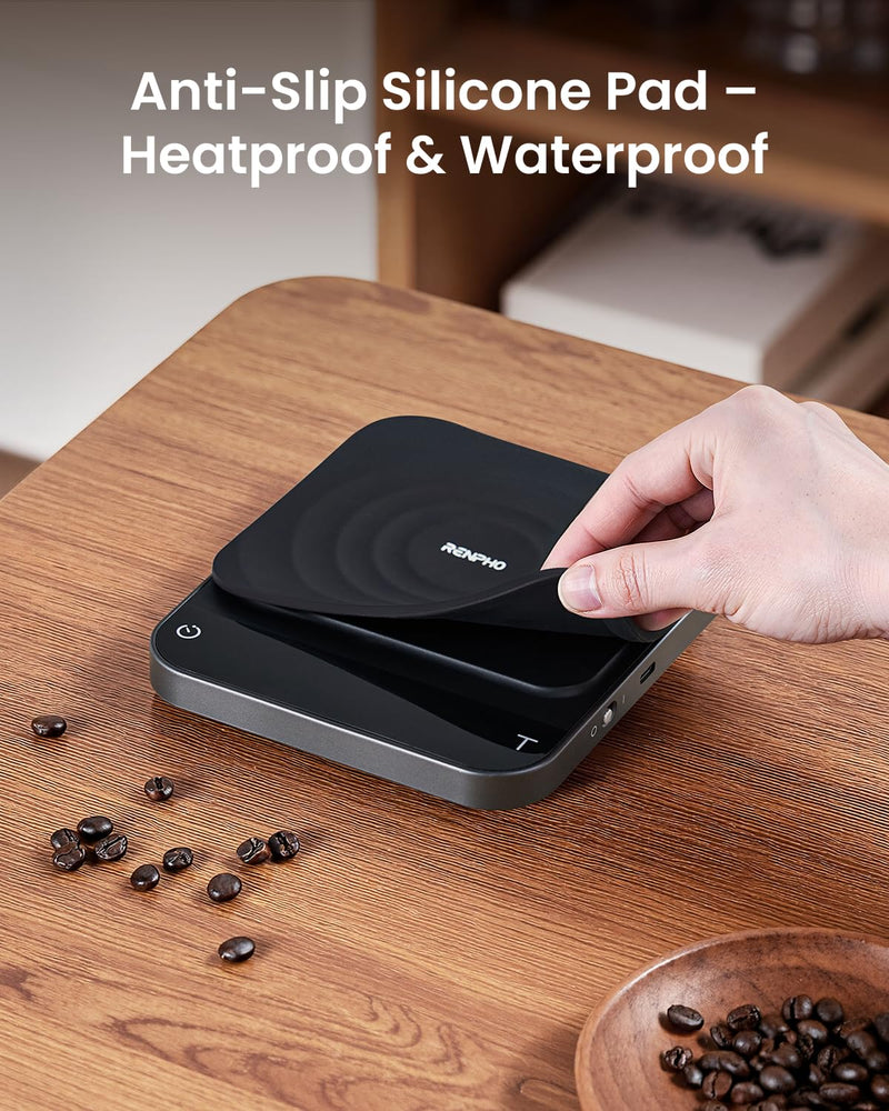 RENPHO Coffee Scale, Espresso Scale with Timer, 0.1g High Precision Rechargeable Pour Over Coffee Scale, 3kg